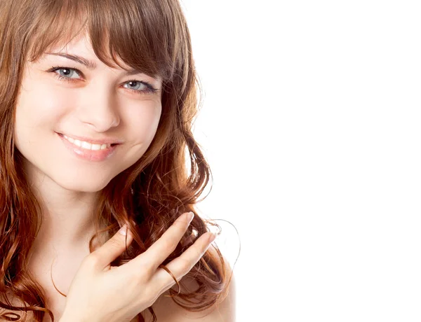 Retrato de joven hermosa mujer morena — Foto de Stock