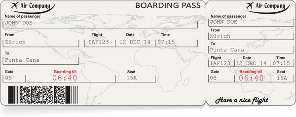 Imagen vectorial del billete de la tarjeta de embarque — Vector de stock