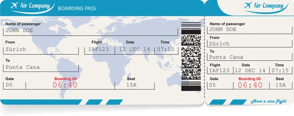 Vektorbild flygbolaget boarding pass biljett — Stock vektor