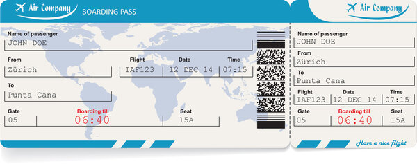 Vector image of airline boarding pass ticket  