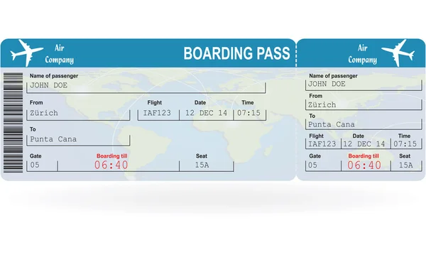 Vector image of airline boarding pass ticket — Stock Vector