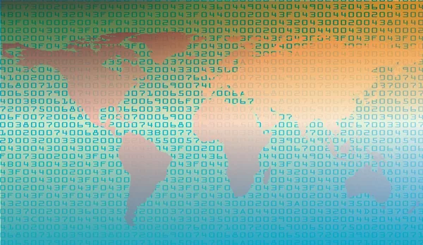 Antecedentes de segurança abstratos com código HEX e mapa do mundo — Vetor de Stock