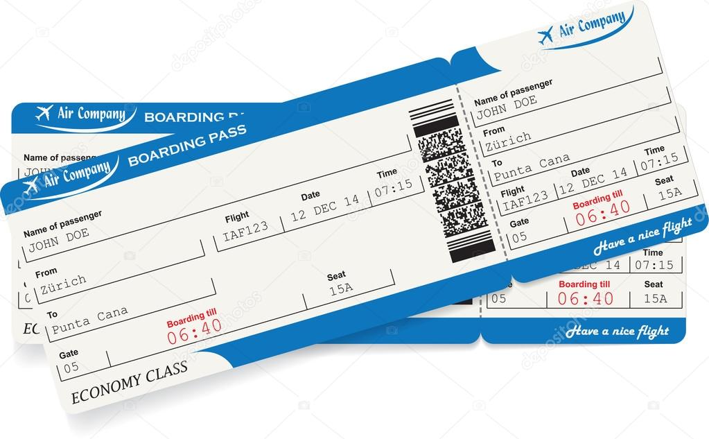 Pattern of two airline boarding pass tickets