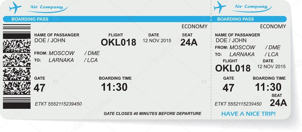 Pattern of airline boarding pass ticket