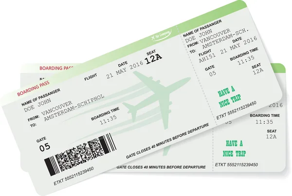 Patroon van luchtvaartmaatschappij boarding pass ticket — Stockvector