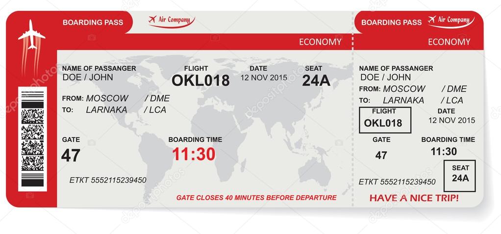 Pattern of airline boarding pass ticket