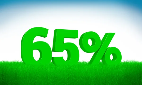 Verde 3d 65% texto sobre fondo de hierba. Ver conjunto completo para otros números . — Foto de Stock