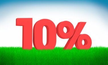 Kırmızı ot arka plan üzerinde 3d % 10 metin. Tüm diğer numaraları için bkz:.