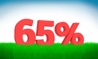 Kırmızı ot arka plan üzerinde 3d % 65 metin. Tüm diğer numaraları için bkz:.