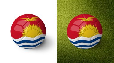 3d realistic soccer ball with Kiribati flag on it isolated on white background and on green soccer field. See whole set for other countries.