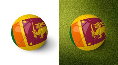 3d realistic soccer ball with Sri Lanka flag on it isolated on white background and on green soccer field. See whole set for other countries.