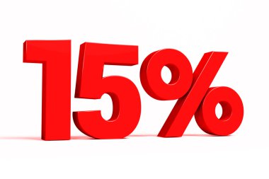 Red 3d 15% text on white background. See whole set for other numbers.