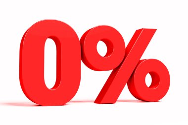 Red 3d 0% text on white background. See whole set for other numbers.