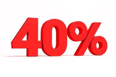 Red 3d 40% text on white background. See whole set for other numbers.