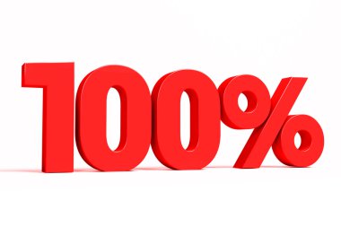 Red 3d 100% text on white background. See whole set for other numbers.