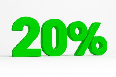 Green 3d 20% text on white background. See whole set for other numbers.