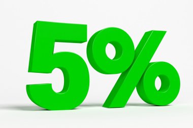 Green 3d 5% text on white background. See whole set for other numbers.