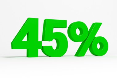 Green 3d 45% text on white background. See whole set for other numbers.