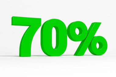 Green 3d 70% text on white background. See whole set for other numbers.