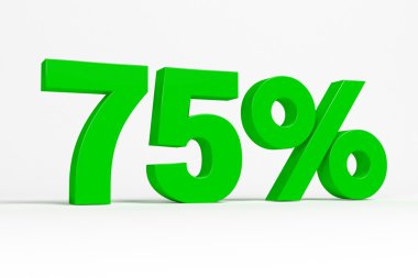 Green 3d 75% text on white background. See whole set for other numbers.