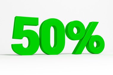 Green 3d 50% text on white background. See whole set for other numbers.