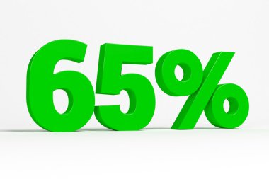 Green 3d 65% text on white background. See whole set for other numbers.