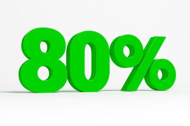 Green 3d 80% text on white background. See whole set for other numbers.
