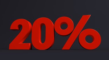 Red 3d 20% text on dark background. See whole set for other numbers.