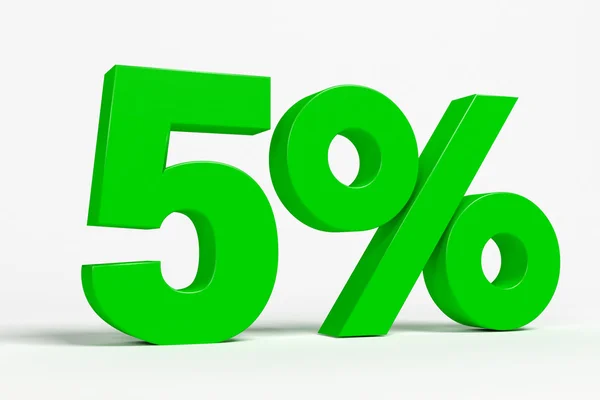 Verde 3d 5% texto sobre fondo blanco. Ver conjunto completo para otros números . — Foto de Stock