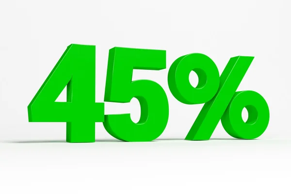 Verde 3d 45% texto sobre fondo blanco. Ver conjunto completo para otros números . — Foto de Stock