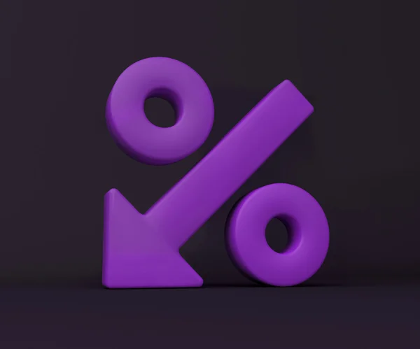 Violet 3d tanda penjualan dengan persentase ikon, konsep untuk kampanye penjualan . — Stok Foto