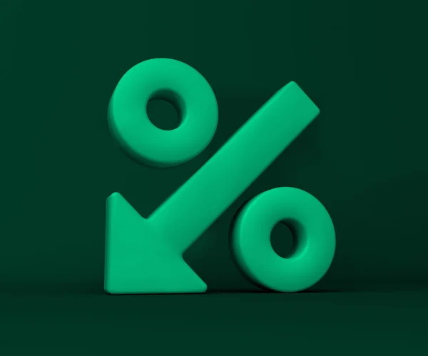 Tanda penjualan 3d hijau dengan persentase ikon, konsep untuk kampanye penjualan . — Stok Foto