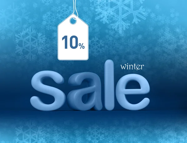 Zimní prodej kampaň koncept se značkou s 10 % text na něm. Lze použít pro časné a pozdní zimní kampaně. — Stock fotografie