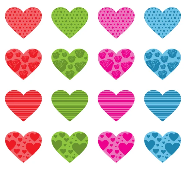 Pattern Filled Hearts — Stock Vector