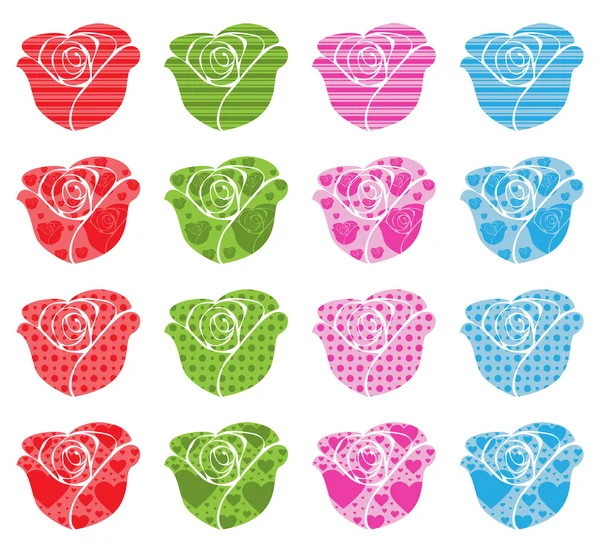 Pattern Filled Roses — Stock Vector