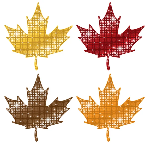 Glittering Maple Leaves — Stock Vector