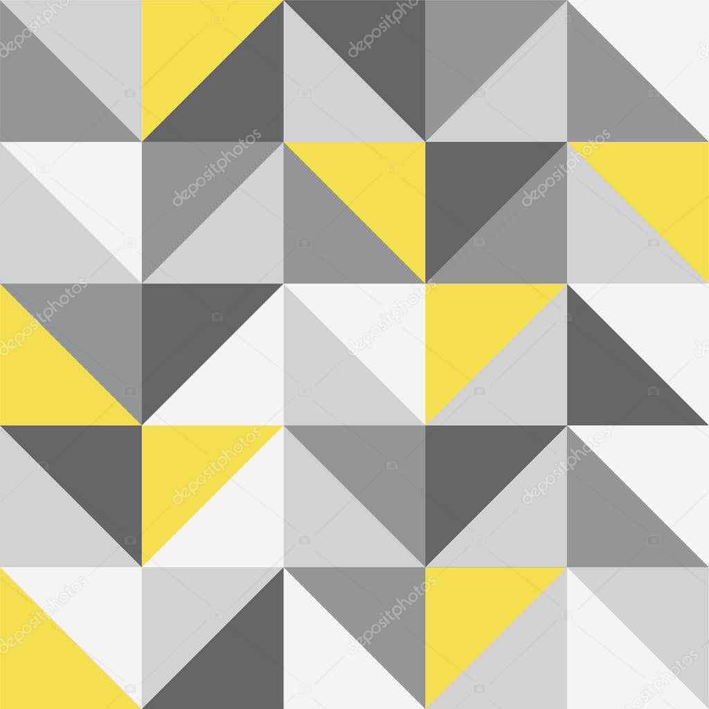 Triangle vector pattern in trendy color 2021 ultimate grey, illuminating yellow