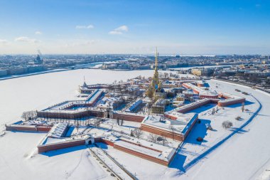 Kışın Peter ve Paul Kalesi, Saint Petersburg, hava manzaralı