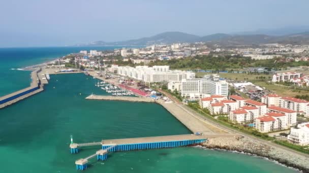 Imeretian yacht port and Adler από ψηλά, Σότσι, Ρωσία — Αρχείο Βίντεο