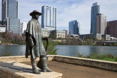 the statue of stevie ray vaughan in austin texas clipart