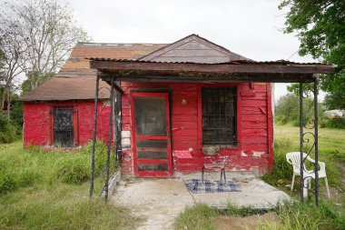 terk edilmiş kırmızı shack Texas