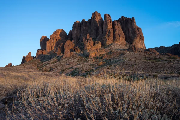 The superstition mountains in sunset light — Stock Photo, Image