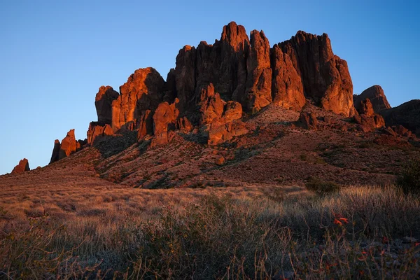 The superstition mountains in the sunset light — Stock Photo, Image