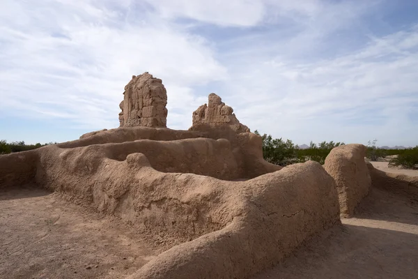 Ősi hohokam adobe fal romjai casa grande Arizona — Stock Fotó