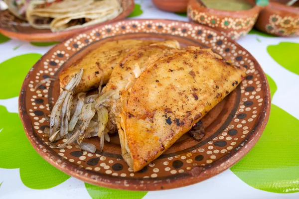 Mexican street food fried quesedilla — Stock Photo, Image