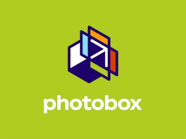 Fotoğraf endüstrisinde modern profesyonel logo fotoğraf kutusu.