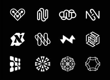 Modern profesyonel monogram set N ve küre teknoloji tarzı.