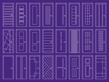 Modern profesyonel set kapı deseni mor temalı.