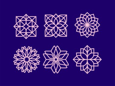 Modern profesyonel simge çiçek desenini mor temaya ayarladı.