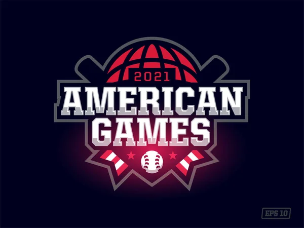 Современная Эмблема Профессионального Логотипа Чемпионатов Америки Спортивной Тематике — стоковый вектор
